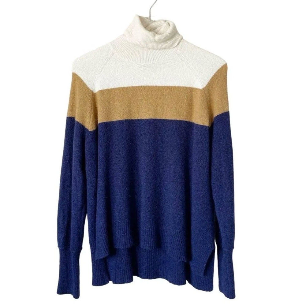 J. Crew Striped Turtleneck Alpaca Merino Wool Sweater